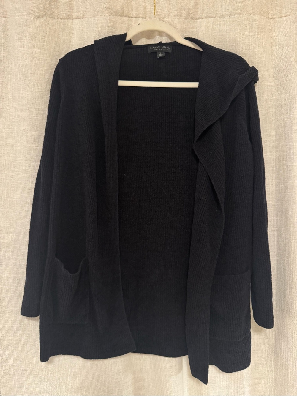 Barefoot Dreams Black Hooded Open-Front Women's Cardigan